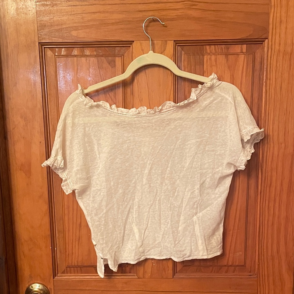 Women's White Ruffle Top - Picture 5 of 6